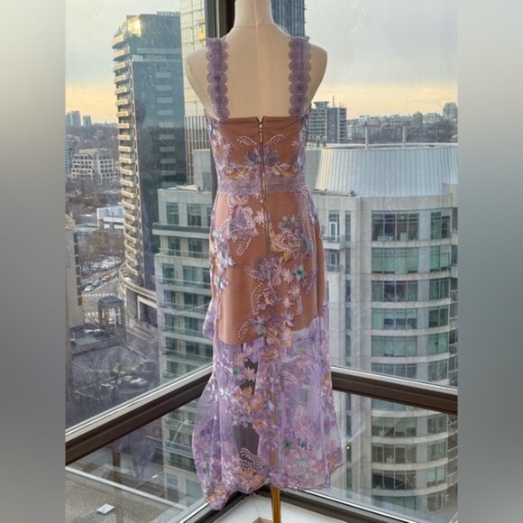 🆕 BRONX & BANCO 🧿 NWOT Eva Embroidered High-Low Midi Dress, Purple Sz M US 6 - Picture 8 of 16